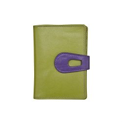 ILI Leather Small Credit Card Holder wallet With Rfid Moss Green purple
