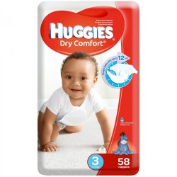 Huggies Dry Comfort Size 3 Diapers 58 Pack, Disposable Nappies, Nappies, Baby