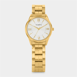 Mens Gold Plated Silver Dial Bracelet Watch