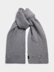 Men&apos S Ribbed Embroidered Grey Scarf