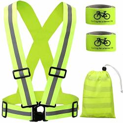 Reflective Running Vest Safety Vest Gear High Visibility Adjustable Belt Bands Lightweight Portable For Runner Outdoor Activities Running Motorcycle Riding Walking Jogging And Hiking