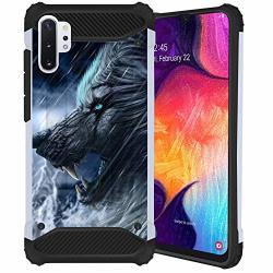Casesondeck Case Compatible With Samsung Galaxy Note 10+ Plus 6.8 " Duo Armor White Dual Layer Carbon Fiber Air Corner Shock Case Artic Wolf