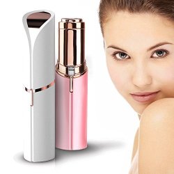 Women's Painless Hair Remover - Remove Facial And Body Hair - Compact MINI Travel Size 18K Gold Plated Painless Shaver With LED Light Pink gold