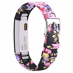 Tobfit Leather Bands Compatible For Fitbit Alta Bands And Fitbit Alta Hr Bands Pink Floral 5.5"-8.1"