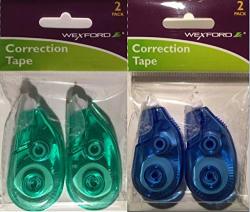 Wexford Correction Tape 2 Packs Of 2 Tapes Per Pack Total Of 4 Tapes Colors May Vary
