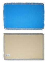 Blue & Beige Lushome Cotton Reversible Fringes Table Placemats Set Of 6 LH-TM2L