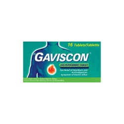 Gaviscon 250 Peppermint Anti-acid Tablets 16'S