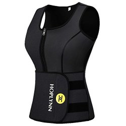 Hoplynn Sweat Vest For Women Adjustable Neoprene Sauna Waist Trainer Vest For Weight Loss BLACK 3XL