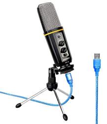 Aokeo 's AK-6 Desktop USB Condenser Microphone Best For Live Podcasting Broadcasting Skype Youtube Recording Singing Streaming Video Call Conference Gaming Etc. With Mount Stand