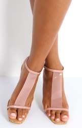 Ladies Strappy Heel Sandals - Blush - Blush UK 5