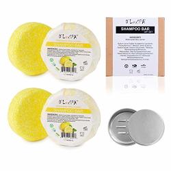 Dluxspa Solid Shampoo Bar For Hair Travle Gift Set - Essentials Kit Travel Hair Bar Soap Box - 2-PACK Lemon Eco Friendly No Plastic