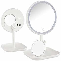 Cutygirl 8 Inch LED Lighted Makeup Mirror Mirror With Lights Makeup Mirror With Lights Vanity Mirror With Stand Touch Sensor Dimming 360 Rotation Dual