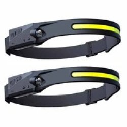 LUMIN A Wide Beam Rechargeable LED Headlamp With Motion Sensor - 2 Pack