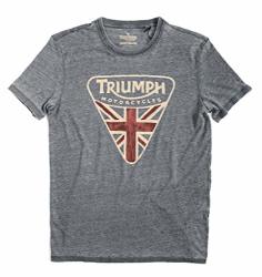 Lucky Brand Men's Burnout Triumph British Flag Badge Tee XL Faded Black