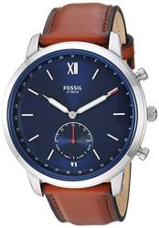 Fossil Men's Hybrid Smartwatch Stainless Steel Watch With Leather Strap Brown 20.8 Model: FTW1178