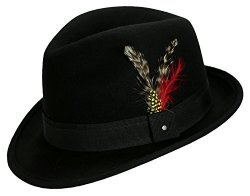 Street 9TH Men's 100% Wool 'verve' Trilby Fedora Hat Medium Fits 7 To 7 1 8 Black