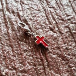 Red Enamel Cross Charm In 925 Sterling Silver