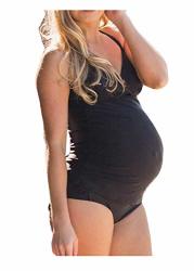 Pregnant Women's Ruffle Bikini Set One Piece Maternity Push-up Padded Bathing Swimsuit Beachwear Us SIZE:12-14 Black