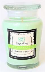 Sugar Creek Candles Stress-free Eucalyptus Mint Stress Relief 100% Natural Soy Wax Non-toxic Made In Usa 100-HOURS Burn Time 16 Oz. Limited Edition Glass
