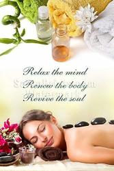 Global Printing Services Nail Salon Poster - Hot Stone Relaxation Day Massage Spa Nail Salon Quote Floral Oil Poster || NSD-029 36IN X 54IN Poster Polymatte