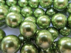 Green GLASSPEARLS-16MM-16PC