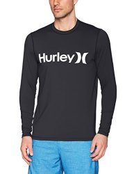 Hurley Men's One And Only Long Sleeve Sun Protection Rashguard Black white L