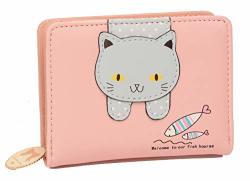 Nawoshow Women's Wallet Cute Kitty Card Holder Small Organizer Coin Purse B01-PINK Cat&fish