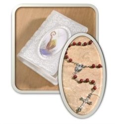 Confirmation Red Glitter Bead Rosary With Book Rosary Case