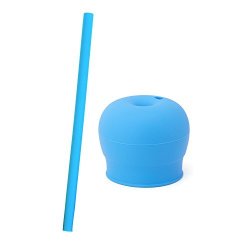 Gosear Reusable Universal Silicone Cup Lids Soft Spout Stretch Tops Cup Lids With Straw For Children Baby Kids Random Color