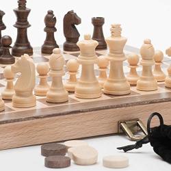 A&a 11.5" Wooden Chess Set Checkers - 2.5" Wooden Chess Pieces German Knight Staunton Wooden Chessmen - Classic Board Game