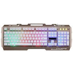 Yrd Tech Backlight Wired Keyboard And Mouse G700 LED Rainbow Color Backlight Gaming Game USB For Windows 8 Windows 7 Windows Vista Or Windows Xp White