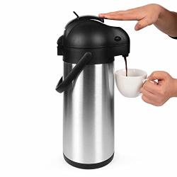  Thermal Coffee Airpot Carafe (101oz), 17-Cup Insulated Thermos  with Pump Beverage Dispenser, 20-Hour Hot and Cold Insulation