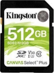 Kingston Technology Canvas Select Plus 512 Gb Sdxc Uhs-i Class 10 Exfat Uhs-i 3.3 V