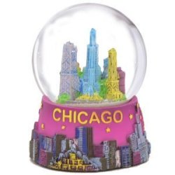 City-Souvenirs Chicago Snow Globe 45MM 2.5 Inch Purple Chicago Snow Globes From Chicago Souvenirs Collection