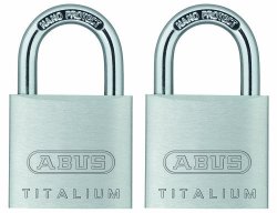 Abus 64TI 30 Titalium Aluminum Alloy Keyed Alike Padlock - Nano Protect Steel Shackle - 2 Pack