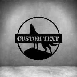 Wolf With Custom Text - 600MM Matt Black