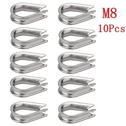 Anndason 10 Pcs M8 304 Stainless Steel Thimble For 5 16" M8 8MM Diameter Wire Rope Cable Thimbles Rigging 30 Pcs