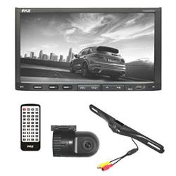 Pyle PLDNVR708 Car Stereo And Dual Camera Kit Includes Touchscreen Headunit Back Up Camera And Dash Cam