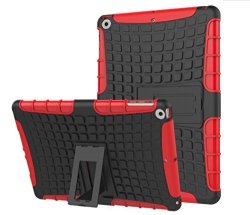 New Ipad Case Shockproof Rugged Hard For New Ipad 9.7 Inch 2017 Version Model Numbers A1822 A1823 Black + Red