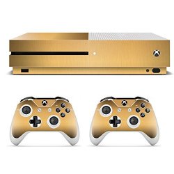 Uushop Protective Vinyl Skin Stickers For Microsoft Xbox One S With Two Free Wireless Controller Wire Metal Champagne Gold