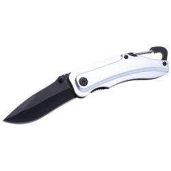 Stainless Steel Knife With Carabiner Clip - Silver