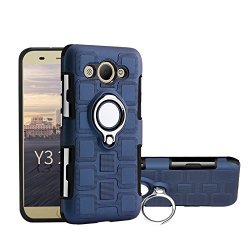 Yhuisen Armor Dual Layer 2 In 1 Protection Case With Rotating Finger Ring Holder Kickstand Fit Magnetic Car Mount For Huawei Y3 2017 Y5 Lite 2017 Color : Navy