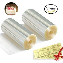 Cake Collars (2Packs) Acetate Rolls, Acetate Sheets,Clear Cake Strips,  Transparent Cake Rolls, Chocolate Mousse and Cake Decorating Acetate Sheet