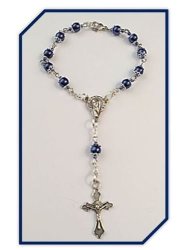 Navy Blue Faux Glass Pearl - Car Rosary