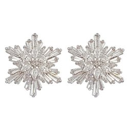 White Crystal Christmas Snowflake Flower Earrings Made With Swarovski Elements