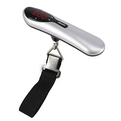 Hanging Digital Luggage Scale Portable Scale For Travel 110LBS 50KG Clear And Readable Silver