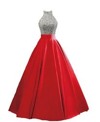 Heimo Women's Sequined Keyhole Back Evening Party Gowns Beaded Formal Prom Dresses Long H123 8 Red