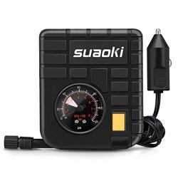 Suaoki Dc 12V Portable MINI Air Compressor Tire Inflator - 3 Nozzle Adaptors 4" Air Hose 9.84FT Cord With Cigarette Plug Pump To 120