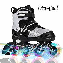 ITurnGlow Adjustable Inline Skates for Kids and Adults Men and Ladies Renewed Roller Skates with Featuring All Illuminating Wheels for Girls and Boys