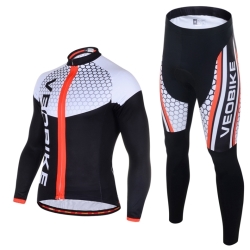 2pc Top & Bottom Unisex Long Sleeve Cycling Jersey Set Gel Padded Clothing